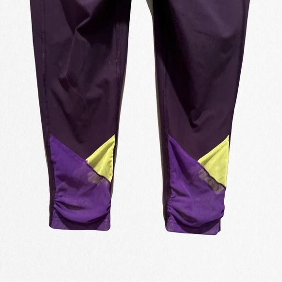 NIKE Women’s ONE LEGEND PANT Purple & Lime Green Cropped Leggings Small - Picture 4 of 4